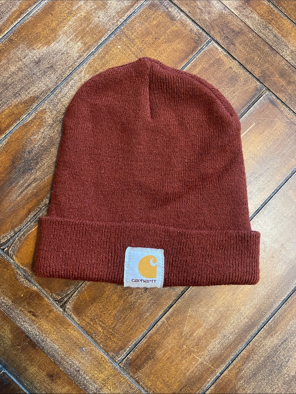 Carhartt Kids Burgundy Knit Beanie with Logo Patch
